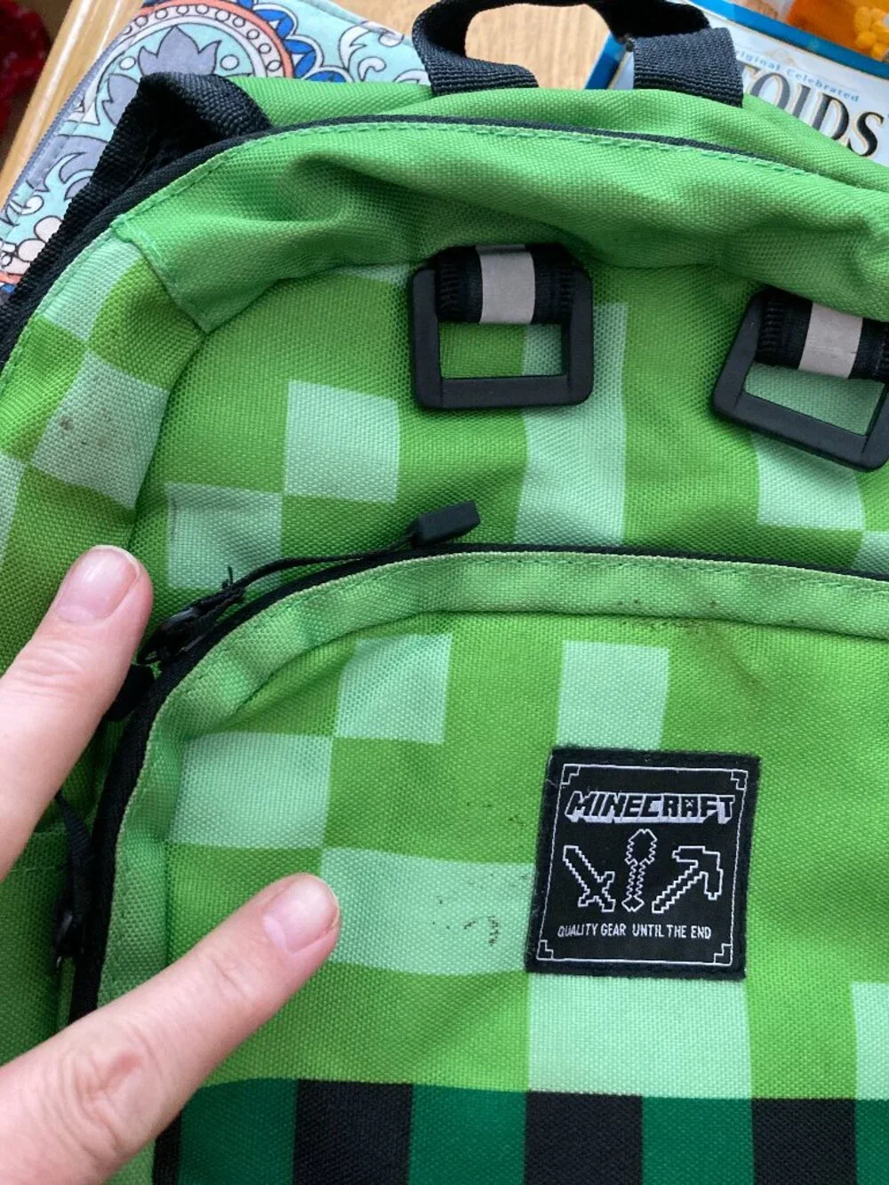 Official Minecraft Creeper Backpack Green Black Pixel Book Bag